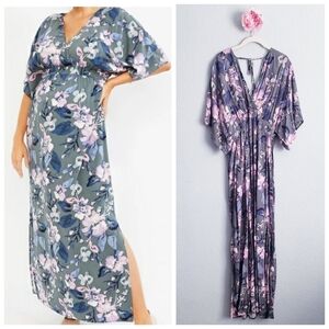 Jessica Simpson Maternity Gray Floral Maxi Dress